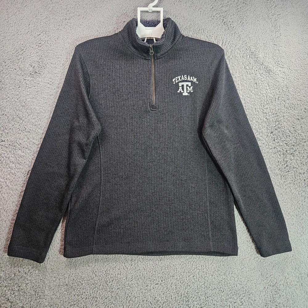 Champion Elite Sweater Men Small - Texas A&M - 1/4 Zip Knit Gray‎